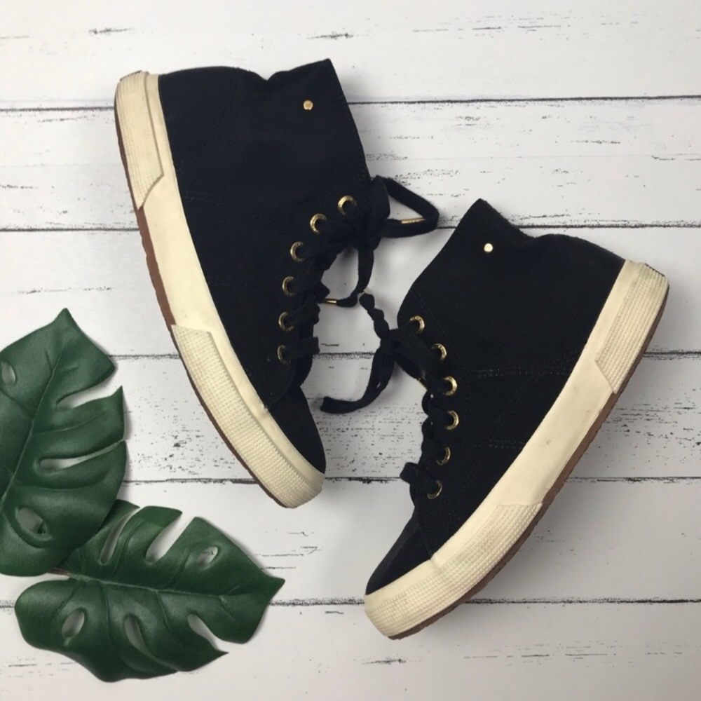 Black hightop Superga sneakers